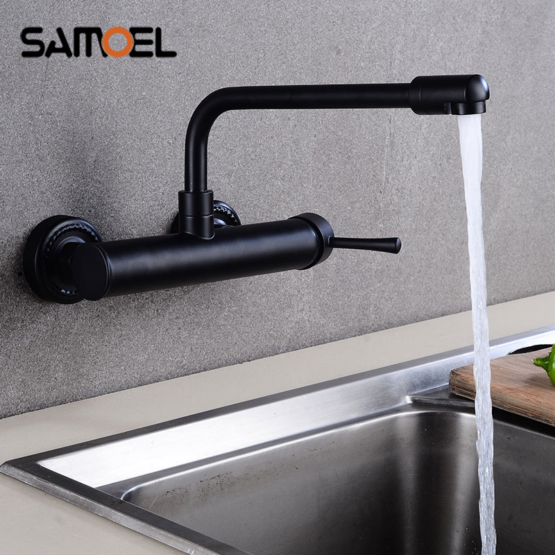 Commercial Kitchen Faucet - Yeni Varış Pirinç Duvara Monte Siyah