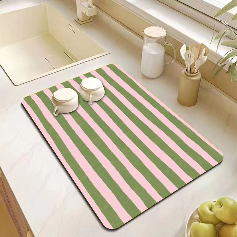 Commercial Kitchen Tables - Estetik Pembe Yeşil Çizgili Mutfak Tezgahı